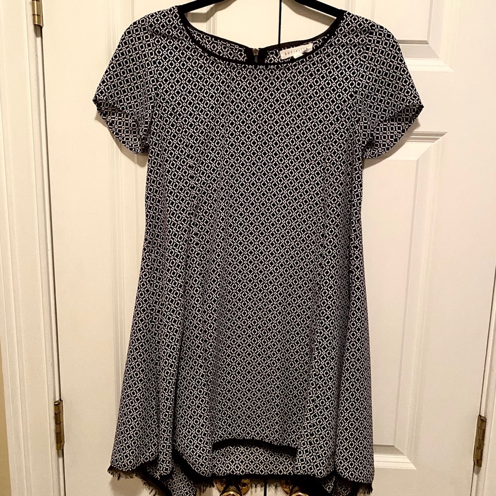 Black and White Geometric Mini Dress